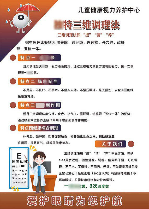 m769儿童健康视力三维调理法常识宣传墙贴图252展板喷绘海报印制