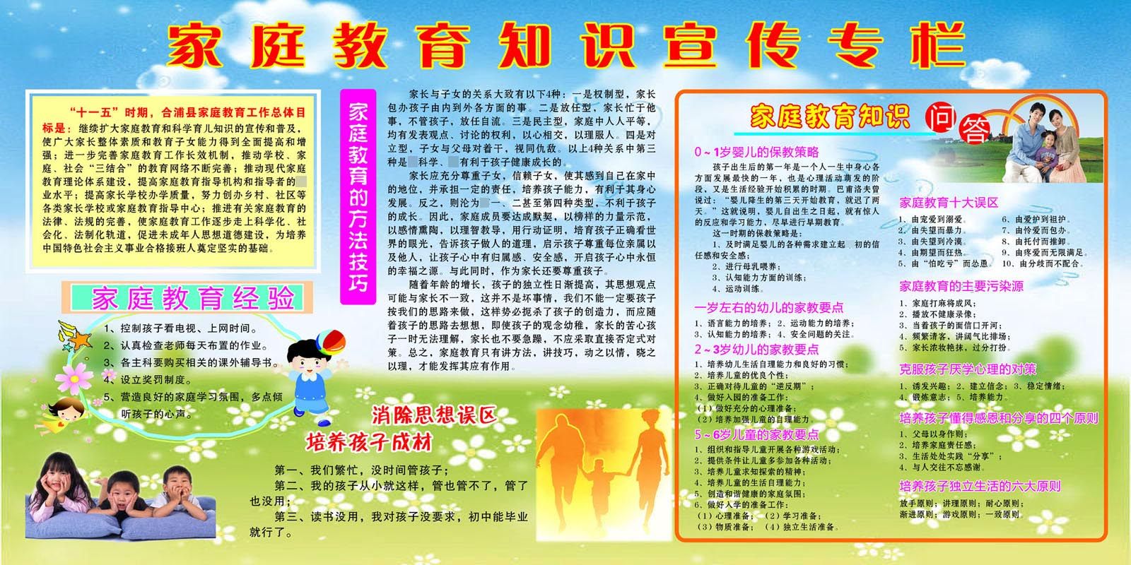 555海报印制海报展板墙贴素材200家庭教育知识宣传专栏 个性定制