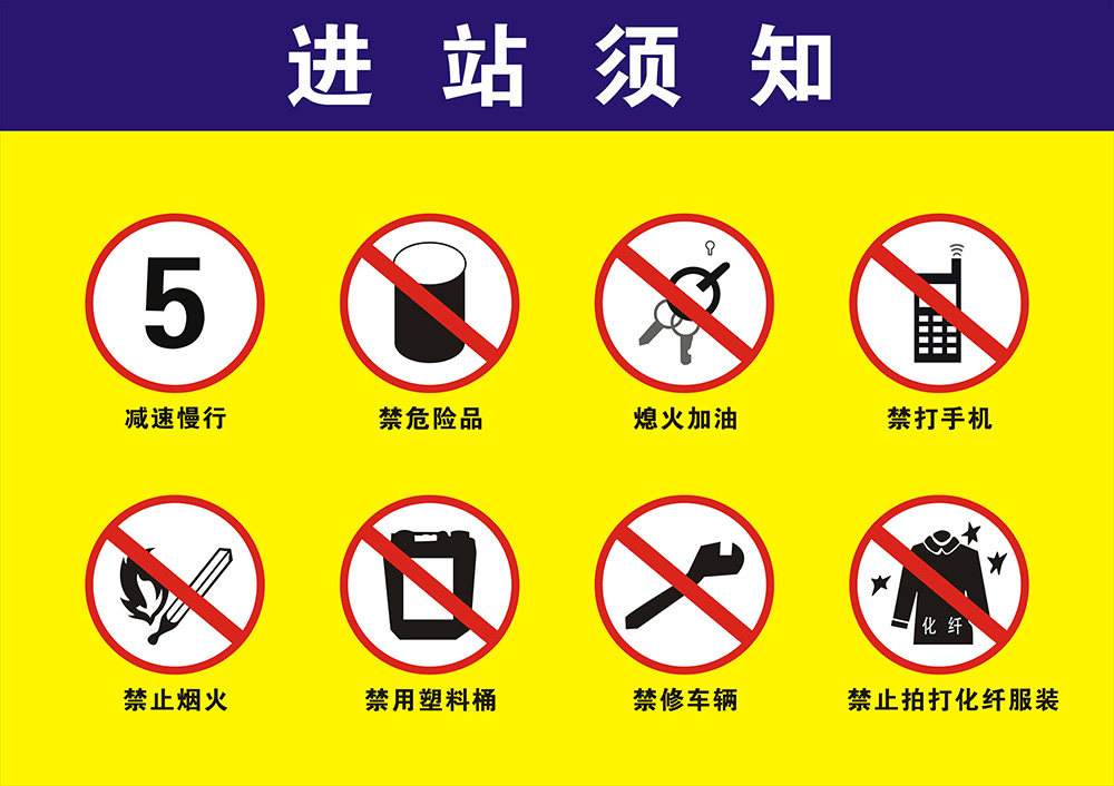m768加油站进站须知安全标识图禁止烟火提贴图605展板海报印制