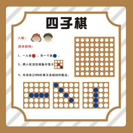 m771幼儿园棋类区四子棋玩法游戏规则海报印制展板墙贴纸挂图1981