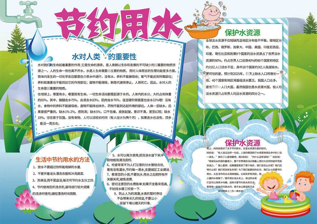 763海报印制展板写真贴纸素材810学校园节约用水环保护水资源宣传