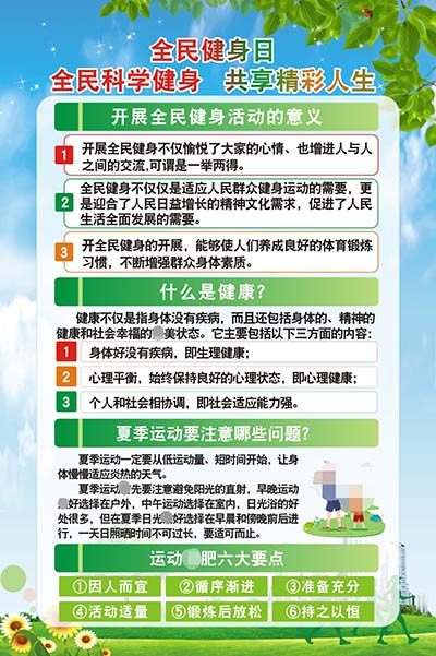 m771全民健身日活动的意义夏季运动注意事项宣传贴图海报印制728