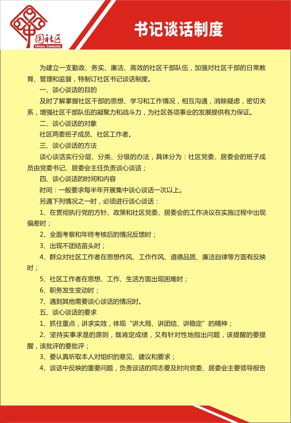 m768社区小区书记谈话规章制度牌2516海报印制写真喷绘展板28-24