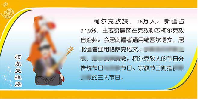 m769柯尔克孜族文化简介56个民族贴纸挂图1583展板喷绘海报印制
