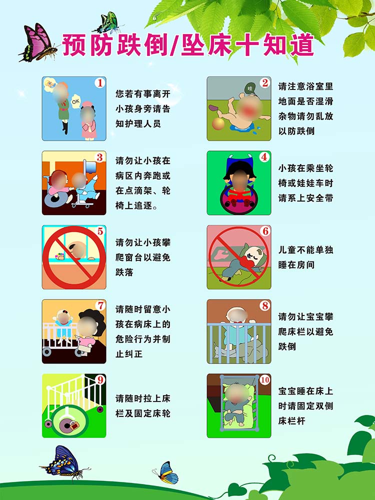 m769防跌倒坠床十知道医院住院部安全宣传墙贴画挂图海报印制2124