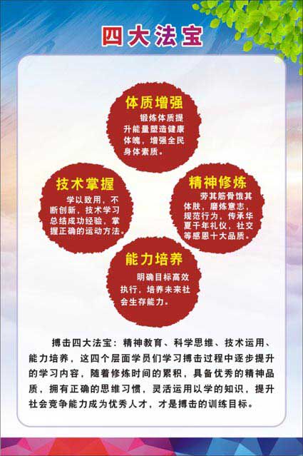 m771跆拳道武术馆培训班拳搏击四大法宝好处海报印制展板贴纸1320