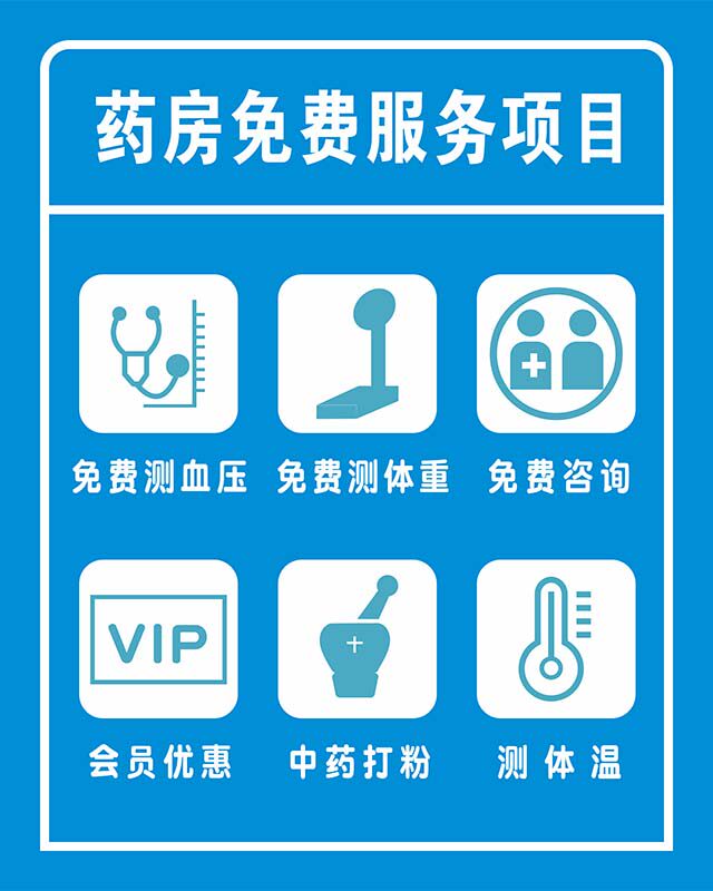m769药房免费服务项目标志识墙张贴画纸挂图写真定做海报印制3040