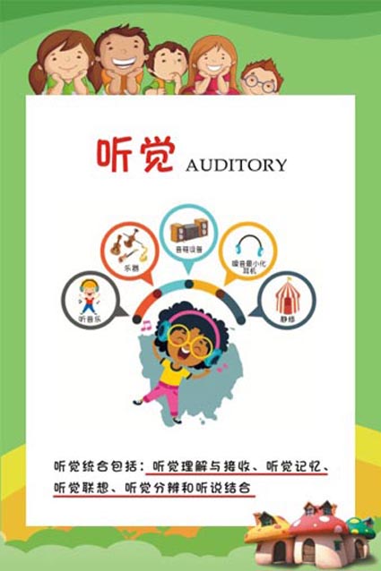 m771感觉统合儿童感统训练机构宣传听觉图海报印制kt展板写真1246