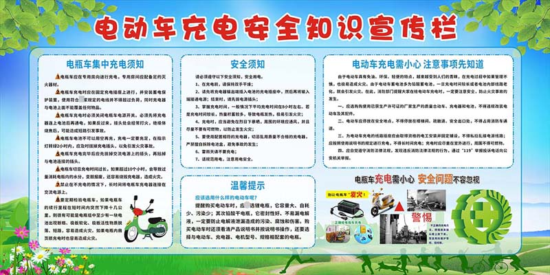 m769社小区电动瓶车充电安全知识宣传栏展板喷绘写真海报印制1920