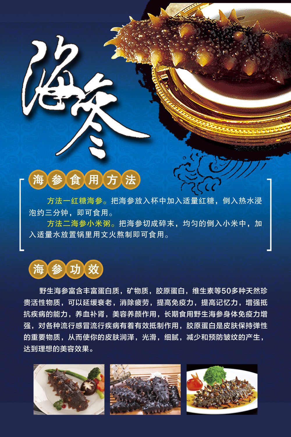 763海报印制展板写真素材116海参的使用方法功效简介绍