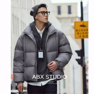 新冬季新款高充绒量90白鸭绒 轻薄立领羽绒面包服男短款加厚外套