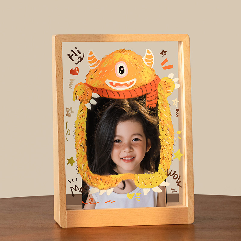 自由diy涂鸦黑胡桃情侣婚纱相框