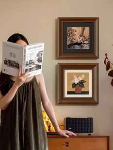 中古风实木画框榫卯工艺空框装裱油画框简约相框大尺寸挂墙A4定制