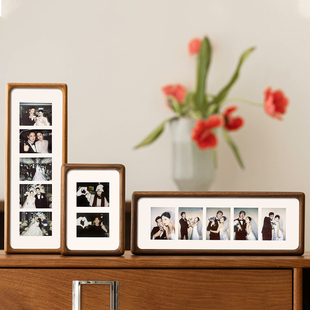 结婚拍立得相框加打印照片宫格实木定制diy摆台六6寸装裱展示挂墙