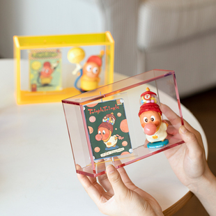 高级感磁吸亚克力盲盒收纳相框透明旋转身份小卡展示架子手办摆件