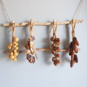 天然风干果实壁饰原宿风格 饰品房间卧室民宿门墙上挂件松果葫 装