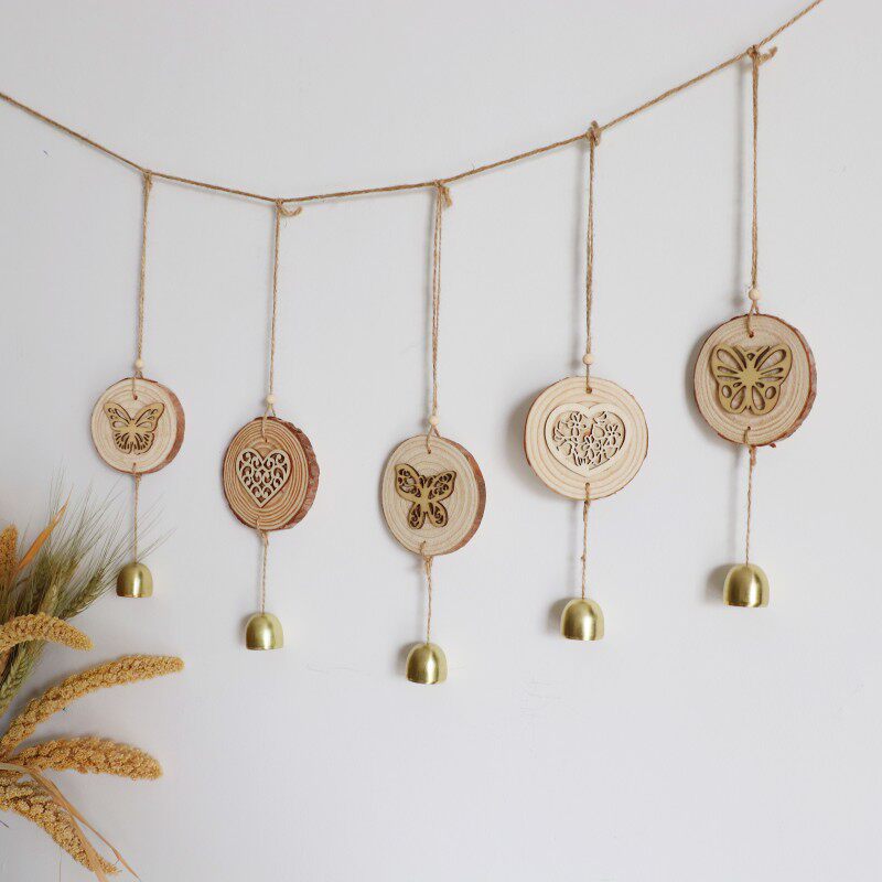 小木片风铃挂件墙面背景墙装饰壁挂咖啡厅民宿小饰品窗边小铃铛