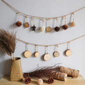 木片松果藤球原木挂饰墙面装 饰民宿客栈幼儿园创意壁挂森系挂件