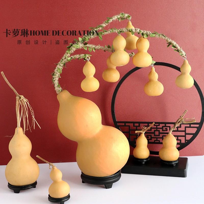 天然小葫芦摆件带龙头居家饰品