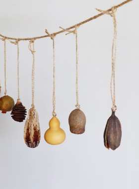 复古原木风格干果挂饰麻绳手工diy家居装饰客栈民宿墙面空中吊饰