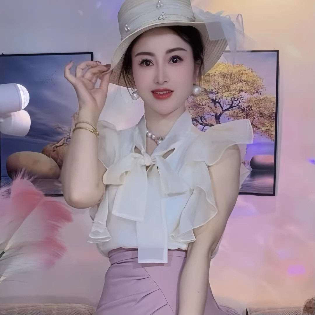 飞飞袖时尚荷叶边法式衬衫洋气设计感轻熟风女装小个子短袖无袖