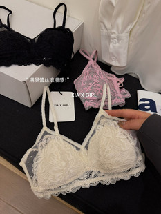 刺绣蕾丝美背内衣女小胸薄款 CHARM 性感三角杯透气吊带 FULL