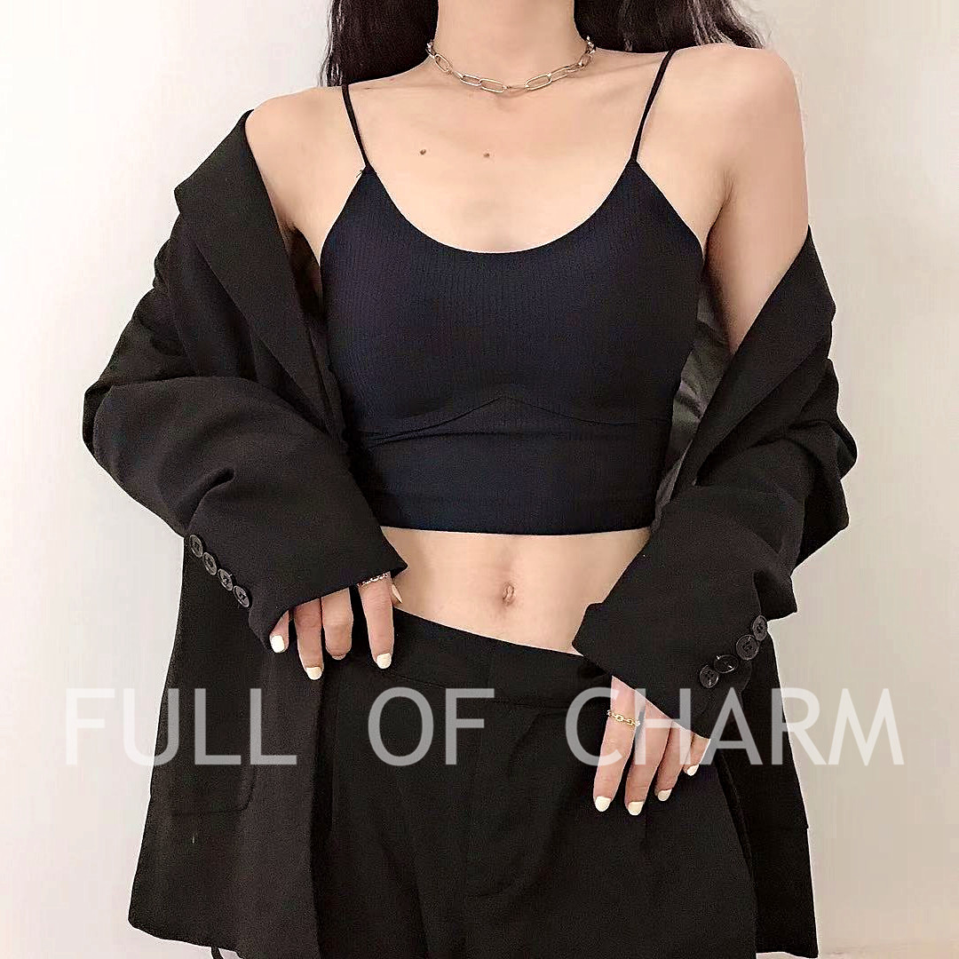 FULL OF CHARM 无尺码背心式文胸无痕无钢圈内衣冰丝条纹女士胸罩