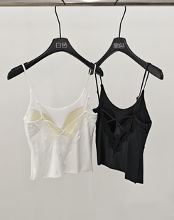 纯欲风蕾丝吊带背心女带胸垫内搭外穿美背文胸罩 CHARM FULL