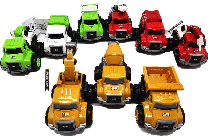 钢力威合金工程车金属惯性大脚车挖掘搅拌翻斗云梯环卫车儿童玩具