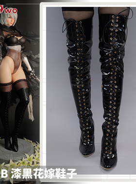 预售Uwowo悠窝窝尼尔机械纪元2B黑花嫁高筒靴cos黑色高跟鞋 鞋子