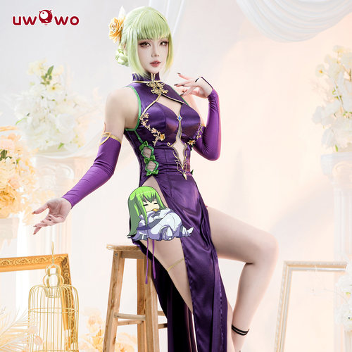 现货悠窝窝cosplay反叛的鲁路修 CC 紫色旗袍 cos 服装女C服