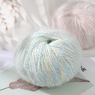 彩点马海毛毛线中粗七彩羊驼绒绒线真丝手工diy编织超柔围巾线团
