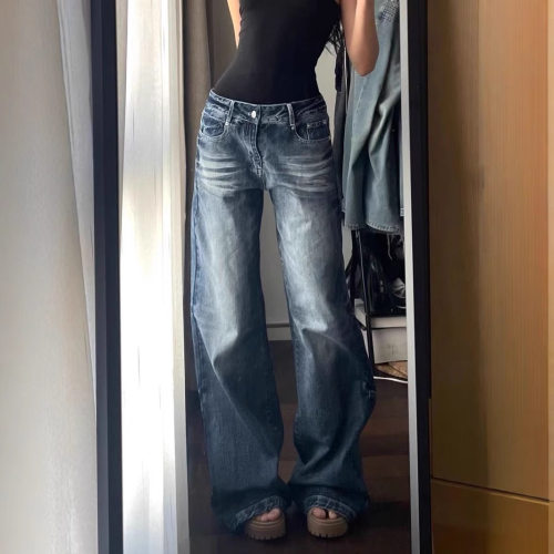 Vintage Wide Leg Jeans Women Loose Washed Denim Pants