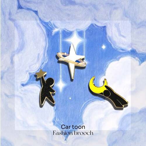 Creative Healing Star Moon Brooch Couple Gift Universe Badge