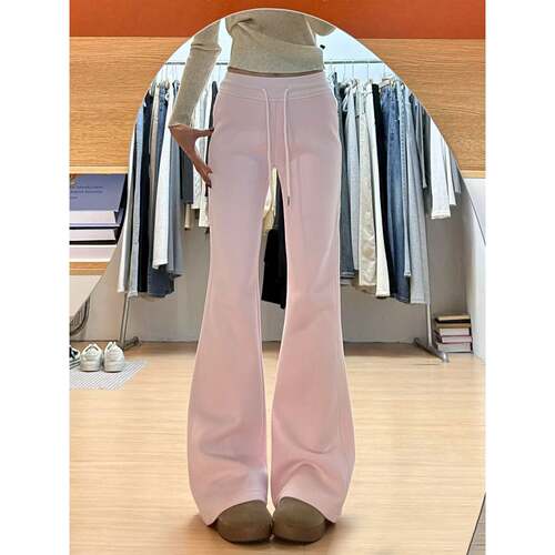 Fleece Flare Pants Women High Waist Autumn Winter Sweatpant