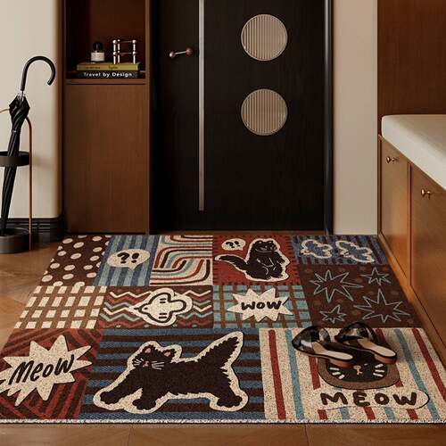 Vintage Cartoon Coil Mat Cuttable Non-slip Door Mat