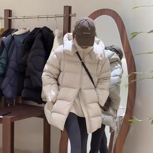 河南台前羽绒白鸭绒2025年冬季新款羽绒服女中长款连帽加厚保暖面