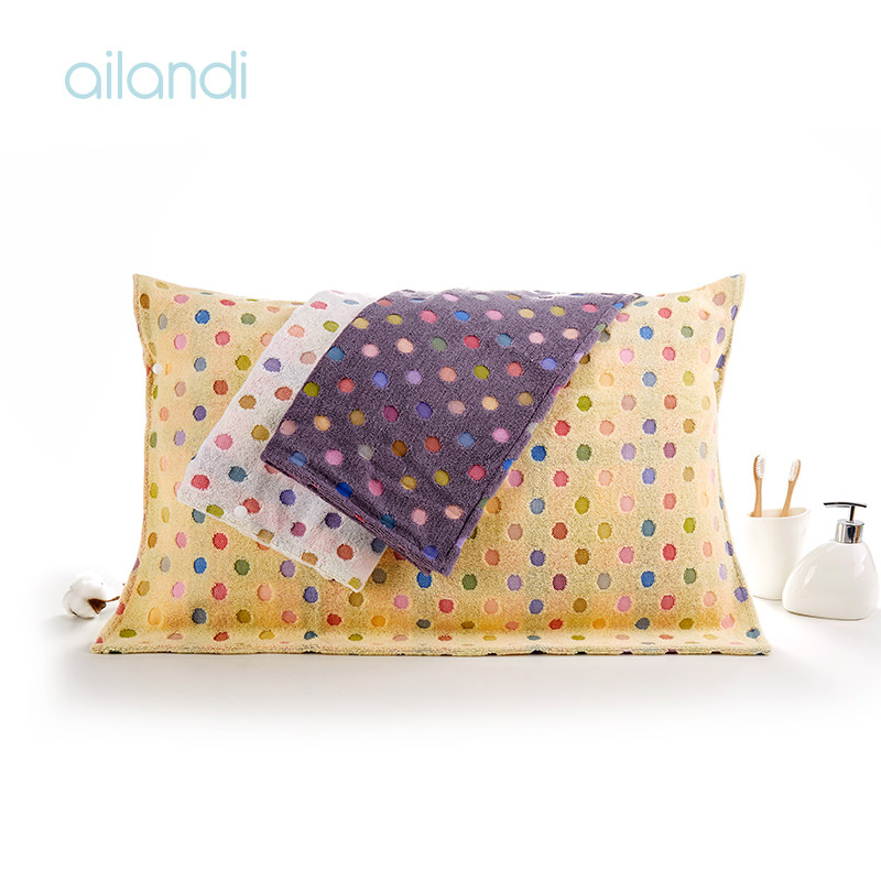 AILANDI纯棉波卡圆点加扣枕巾单人枕枕巾成人加扣枕巾一对装,床上用品,枕巾,淘宝优惠券,粉丝福利购,淘宝优惠卷