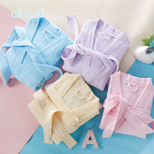 AILANDI全棉中空纱华夫格和服领成人浴袍薄款 华夫格浴衣成人睡袍