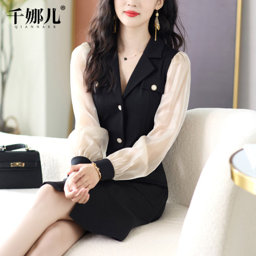 千娜儿时尚气质优雅修身连衣裙子