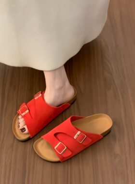 2026新款勃肯苏黎世软木女复古外穿真皮半拖拖鞋男女勃肯鞋增高拖