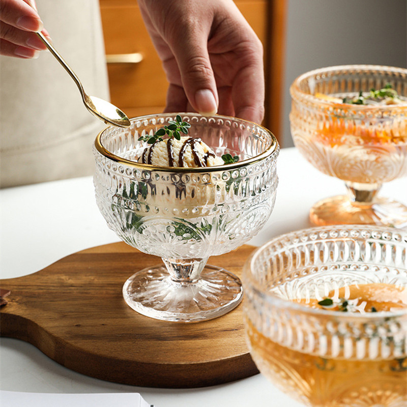 水晶玻璃碗高脚杯小水果盘点心糖水杯子透明高档美容院高端耐高温