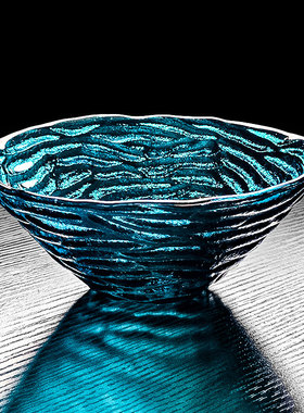 蓝色水晶玻璃碗水果盘精致小果盘黑色盘子高颜值容器彩色容器家用