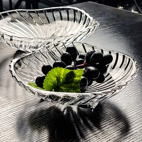 水晶玻璃三脚水果果盘高级感家用