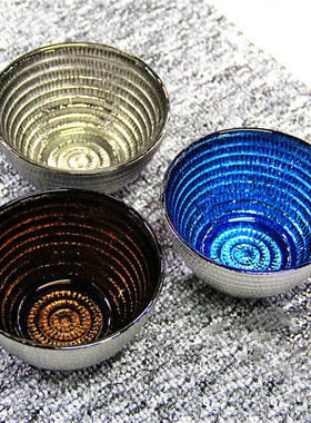 彩色玻璃碗3寸迷你小碗精致蓝色饭碗彩色甜品炫彩个人专用高颜值