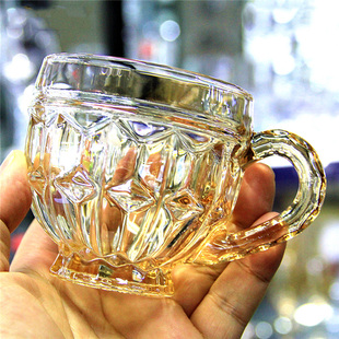 2025新款 水晶玻璃杯水杯酒杯茶杯带把手有耳啤酒杯子玉晶家用高级