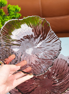 紫色水晶玻璃碗水果盘果然小果盘碟高端精致高颜值轻奢高级感家用