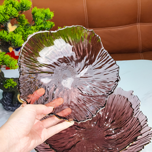 紫色水晶玻璃碗水果盘果然小果盘碟高端精致高颜值轻奢高级感家用