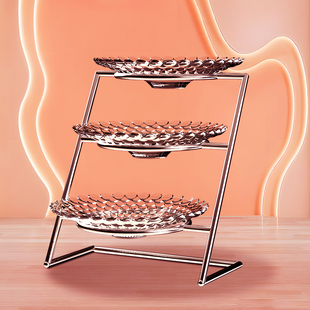 自助餐展示盘台水果多层桌面两层架子三层果盘双层酒店菜盘置物架