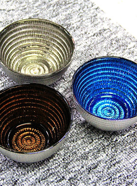 蓝色水晶玻璃碗家用黑色小碗水果蘸料餐具小号彩色麻点迷你高颜值